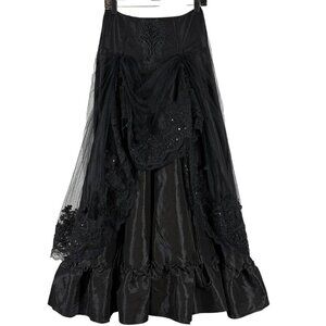 Punk Rave Black Lace Full Steampunk Goth Long Corset Skirt Women's Size Large